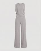 Weites Set im Jumpsuit Design mit Kurzarm Oberteil und Hohem Kragen