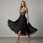 Maxikleid für Hochzeit aus Tüll mit Blumen Applikation