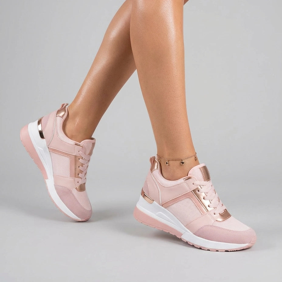 Bequeme Sneaker für Damen mit Keilabsatz und Perforiertem Obermaterial