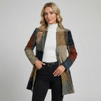 Figurbetonter Long Blazer für Damen mit Stehkragen im Mantel Stil