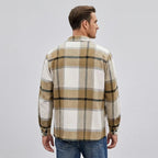 Hemdjacke für Herren aus Fleece mit Taschen mit Karomuster Khaki 11