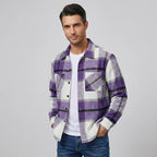 Hemdjacke für Herren aus Fleece mit Taschen mit Karomuster Lila 3