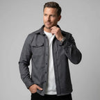 Hemdjacke für Herren im Oversize-Stil aus Flanell mit Taschen Dunkelgrau 4