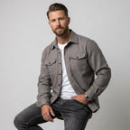 Hemdjacke für Herren im Oversize-Stil aus Flanell mit Taschen Grau 7