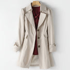 Leichter Trenchcoat für Damen ohne Gürtel mittellang