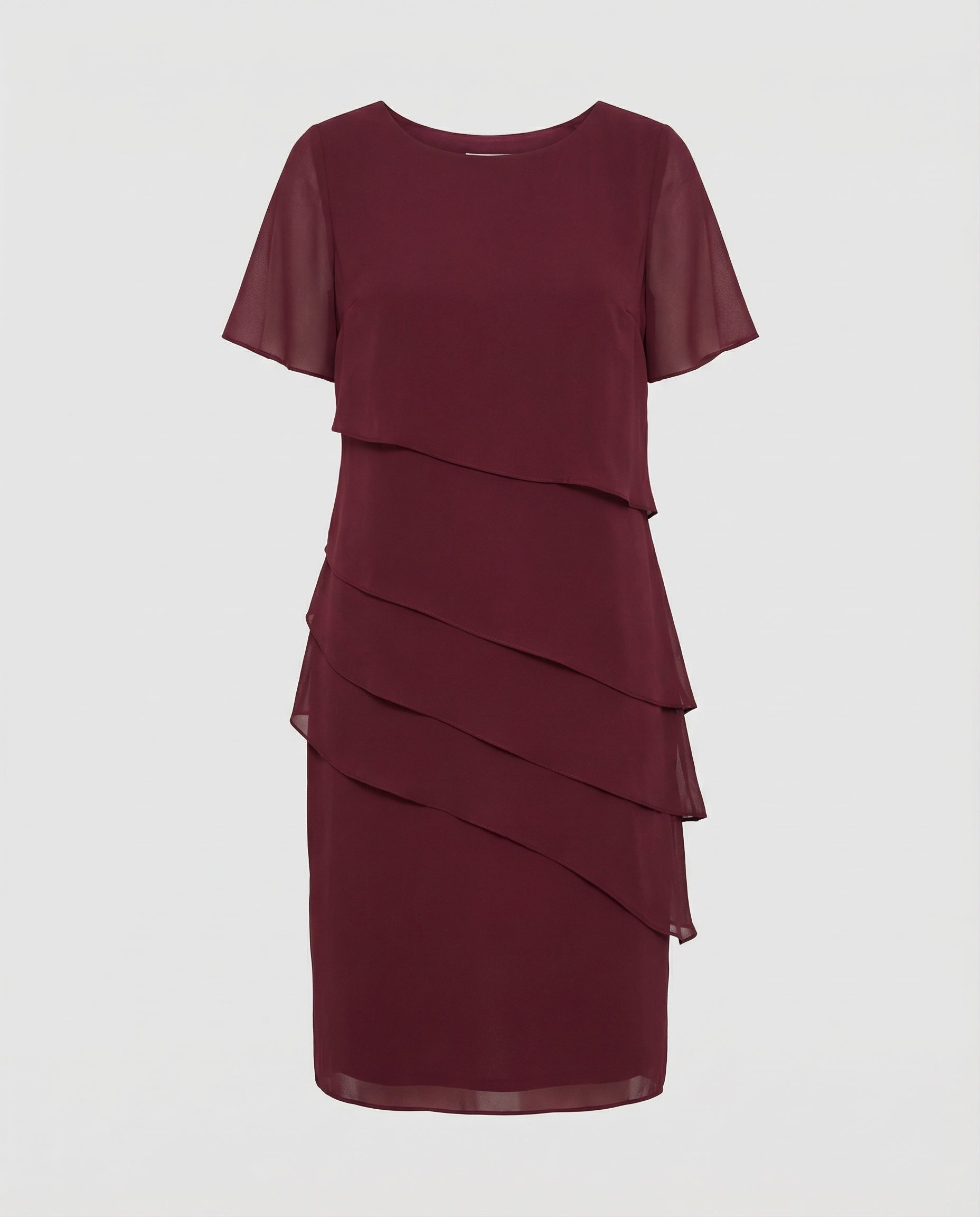 Minikleid im Lagen Look mit kurzen Ärmeln im einfarbigen Design