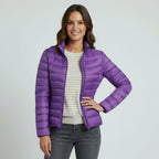 Leichte Steppjacke für Damen mit Stehkragen im einfarbigen Design