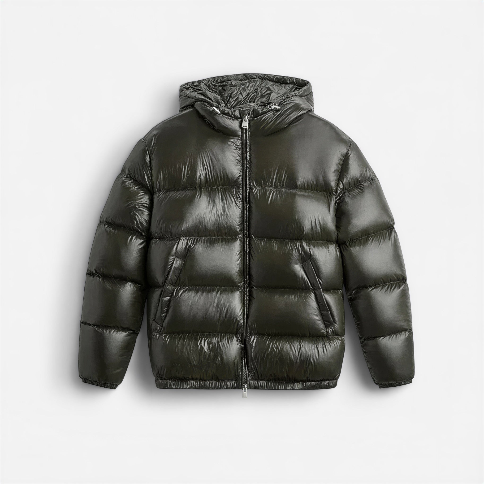 Unisex Pufferjacke in mittellanger Passform mit integrierter Kapuze