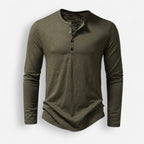 Langarmhemd für Herren ohne Kragen mit halber Knopfleiste