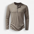 Langarmhemd für Herren ohne Kragen mit halber Knopfleiste