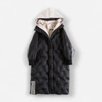 Leichte Lange Steppjacke mit Kapuze für Damen