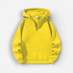 Langarm Fleece Pullover für Damen mit Kurzem Reißverschluss und Kapuze