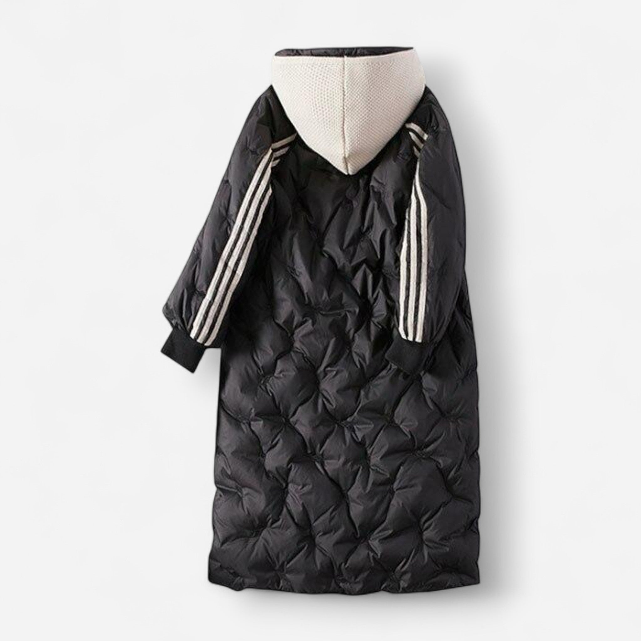 Leichte Lange Steppjacke mit Kapuze für Damen