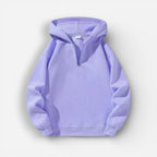 Langarm Fleece Pullover für Damen mit Kurzem Reißverschluss und Kapuze