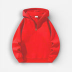 Langarm Fleece Pullover für Damen mit Kurzem Reißverschluss und Kapuze