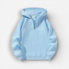 Langarm Fleece Pullover für Damen mit Kurzem Reißverschluss und Kapuze