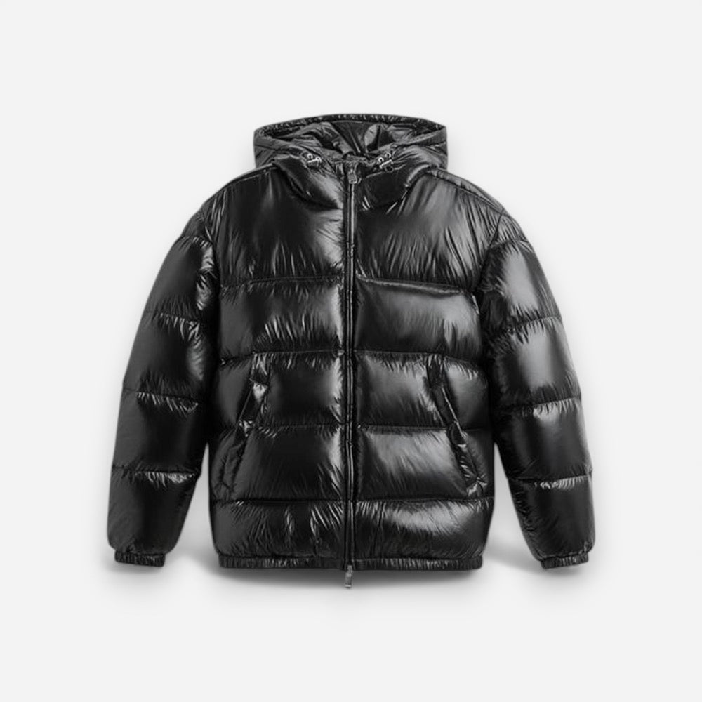 Unisex Pufferjacke in mittellanger Passform mit integrierter Kapuze