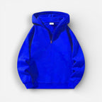 Langarm Fleece Pullover für Damen mit Kurzem Reißverschluss und Kapuze