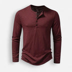 Langarmhemd für Herren ohne Kragen mit halber Knopfleiste