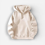 Langarm Fleece Pullover für Damen mit Kurzem Reißverschluss und Kapuze