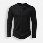 Langarmhemd für Herren ohne Kragen mit halber Knopfleiste