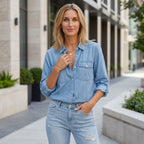 Jeansjacke für Damen aus Denim mit tailliertem Schnitt Blau 1
