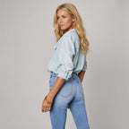 Jeansjacke für Damen aus Denim mit tailliertem Schnitt Hellblau 3