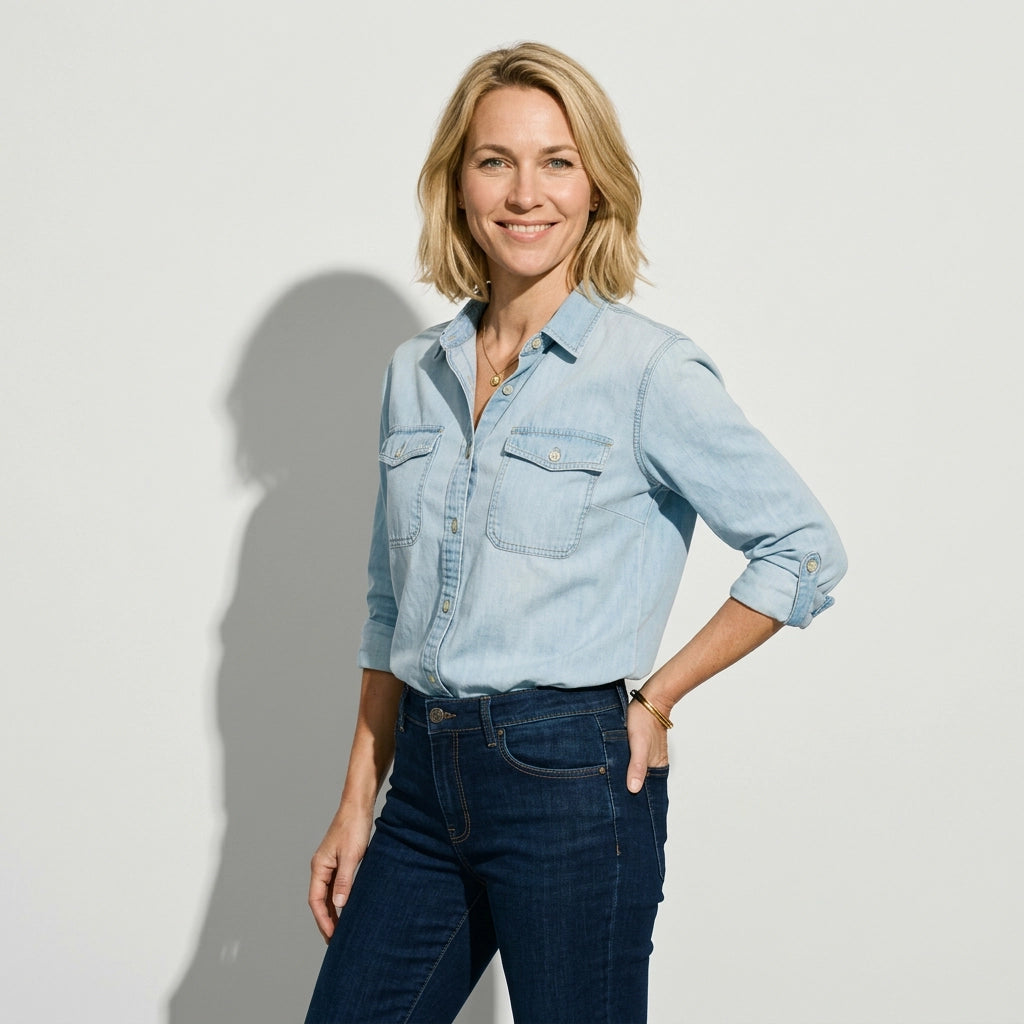 Jeansjacke für Damen aus Denim mit tailliertem Schnitt Hellblau 6