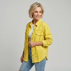 Jeansjacke für Damen im Oversized-Schnitt mit Rissen Gelb 1
