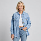 Jeansjacke für Damen im Oversized-Schnitt mit Rissen Hellblau 15