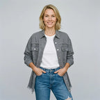 Jeansjacke für Damen im Oversized-Schnitt mit Rissen Grau 16