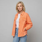 Jeansjacke für Damen im Oversized-Schnitt mit Rissen Orange 4