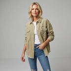 Jeansjacke für Damen im Oversized-Schnitt mit Rissen Khaki 7