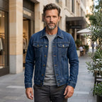 Jeansjacke für Herren aus Denim im coolen Stil als Übergangsjacke Dunkelblau 1