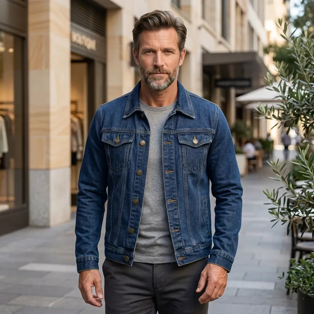 Jeansjacke für Herren aus Denim im coolen Stil als Übergangsjacke Dunkelblau 1