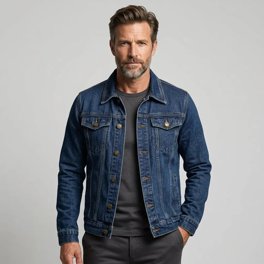 Jeansjacke für Herren aus Denim im coolen Stil als Übergangsjacke Dunkelblau 2