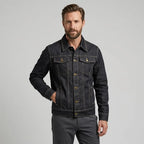 Jeansjacke für Herren aus Denim im coolen Stil als Übergangsjacke Schwarz 4