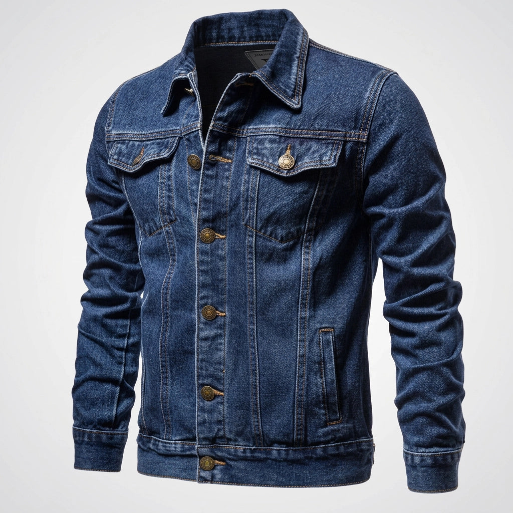 Jeansjacke für Herren aus Denim im coolen Stil als Übergangsjacke Dunkelblau 5