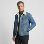 Jeansjacke für Herren aus Denim mit Teddyfutter und mit kontrastierenden Nähten Blau 6