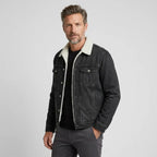 Jeansjacke für Herren aus Denim mit Teddyfutter und mit kontrastierenden Nähten Schwarz 7