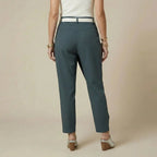 High Waist Hose für Damen mit Gürtel im eleganten tapered Schnitt mit Wickel Optik