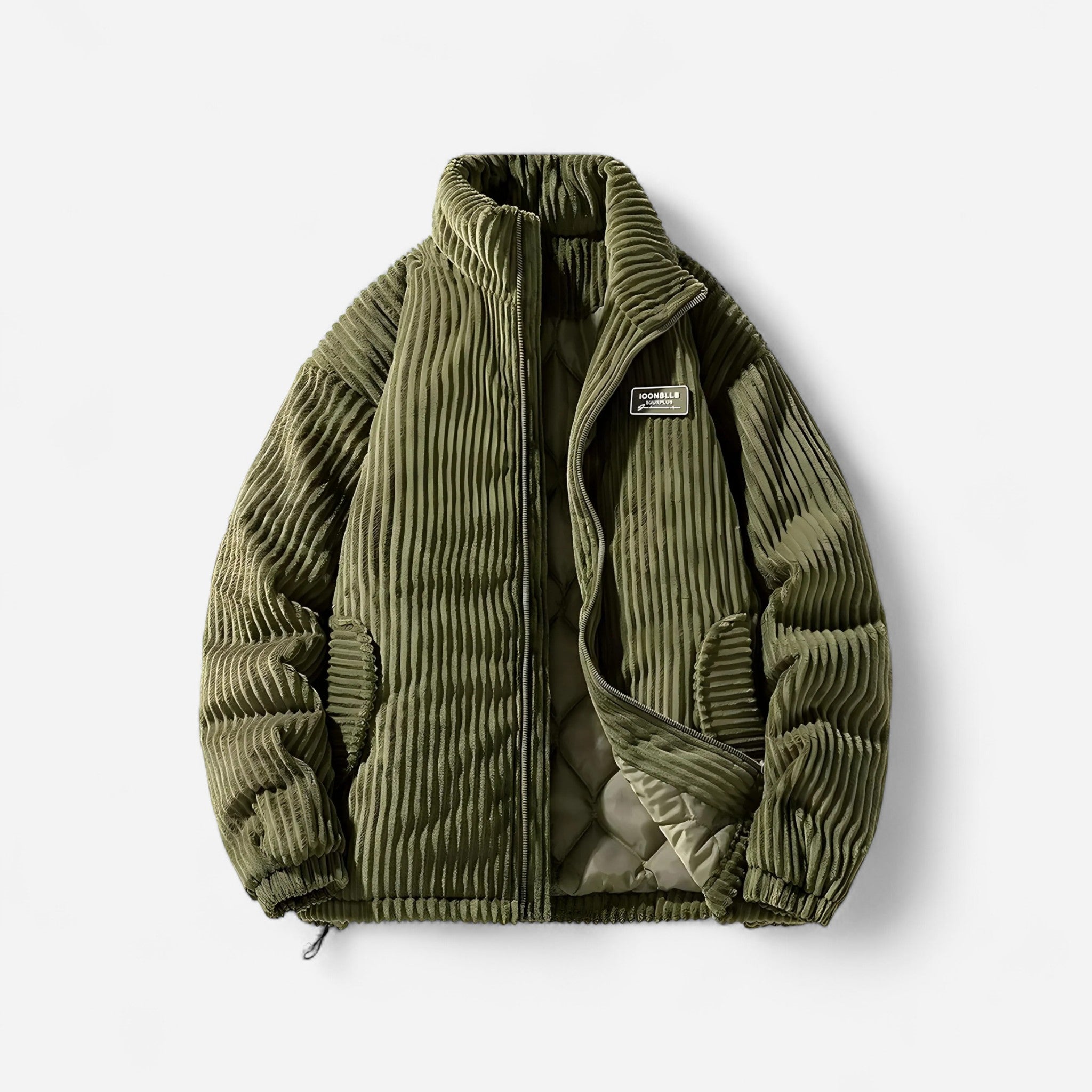 Bequeme Winterjacke aus Cord mit Stehkragen und ohne Kapuze