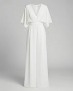 Eleganter Jumpsuit mit kurzen Ärmeln und V-Ausschnitt