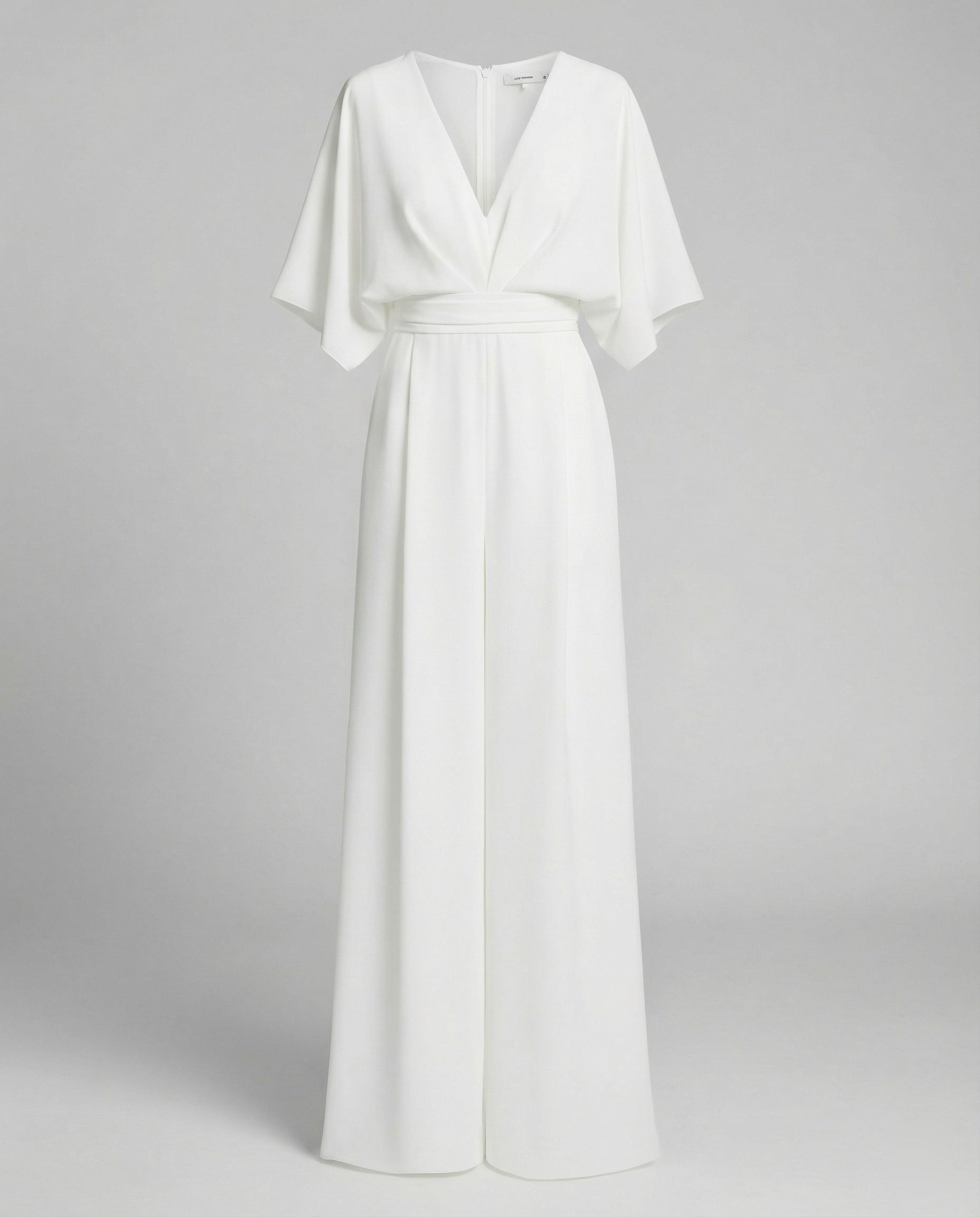 Eleganter Jumpsuit mit kurzen Ärmeln und V-Ausschnitt