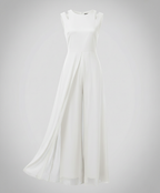 Ärmelloser Jumpsuit mit weitem Bein und fließendem Chiffon Überwurf im eleganten Schnitt