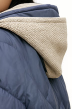 Leichte Lange Steppjacke mit Kapuze für Damen