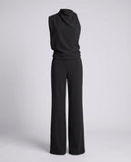 Weites Set im Jumpsuit Design mit Kurzarm Oberteil und Hohem Kragen
