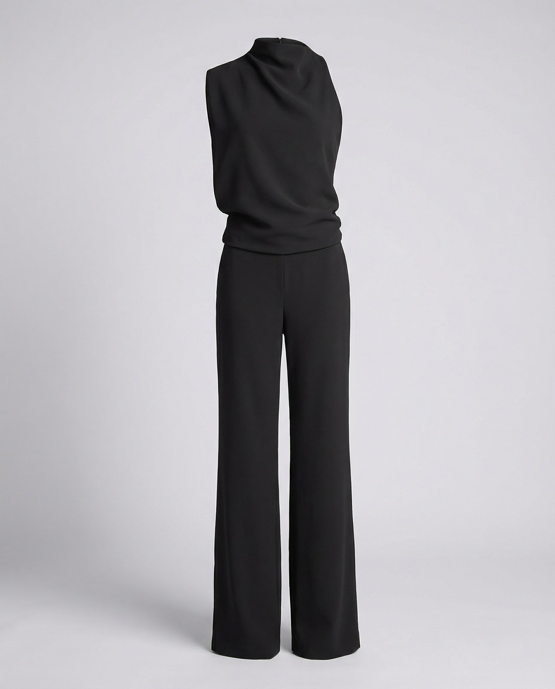 Weites Set im Jumpsuit Design mit Kurzarm Oberteil und Hohem Kragen