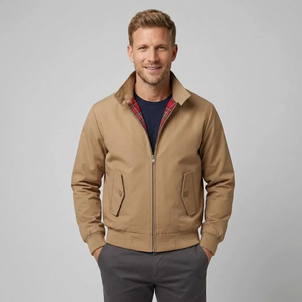 Kurze Jacke für Herren aus Baumwolle mit Karomuster Braun 2