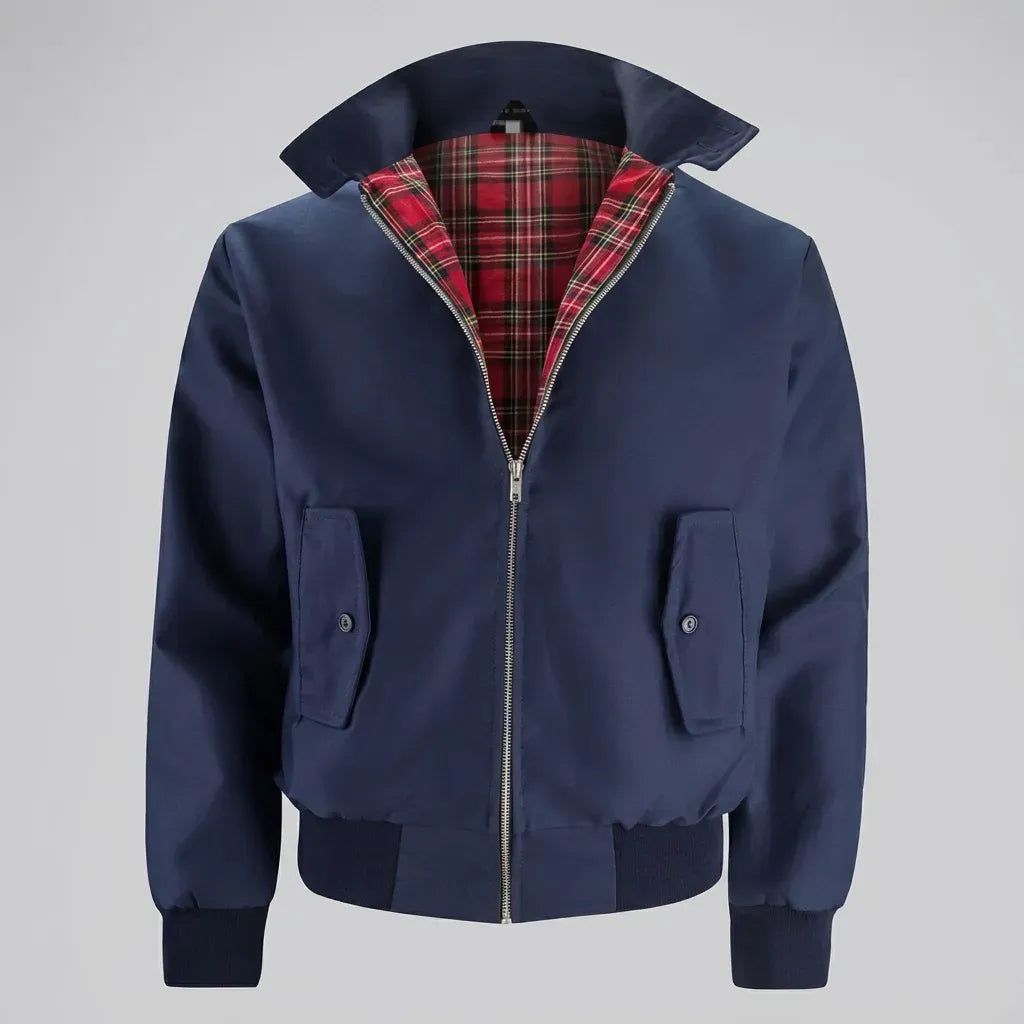 Kurze Jacke für Herren aus Baumwolle mit Karomuster Dunkelblau 3